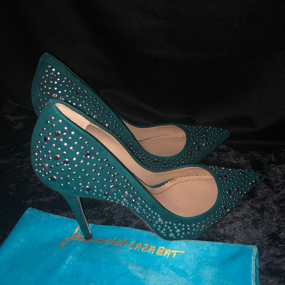 Teal stone heels